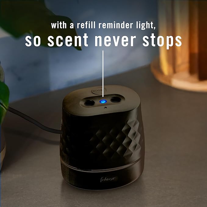 Febreze Plug Scent Booster Starter Kit, Black, Oil Diffuser, Air Freshener Plug in, Continuous Scent Device + 2 Hawaiian Aloha Refill