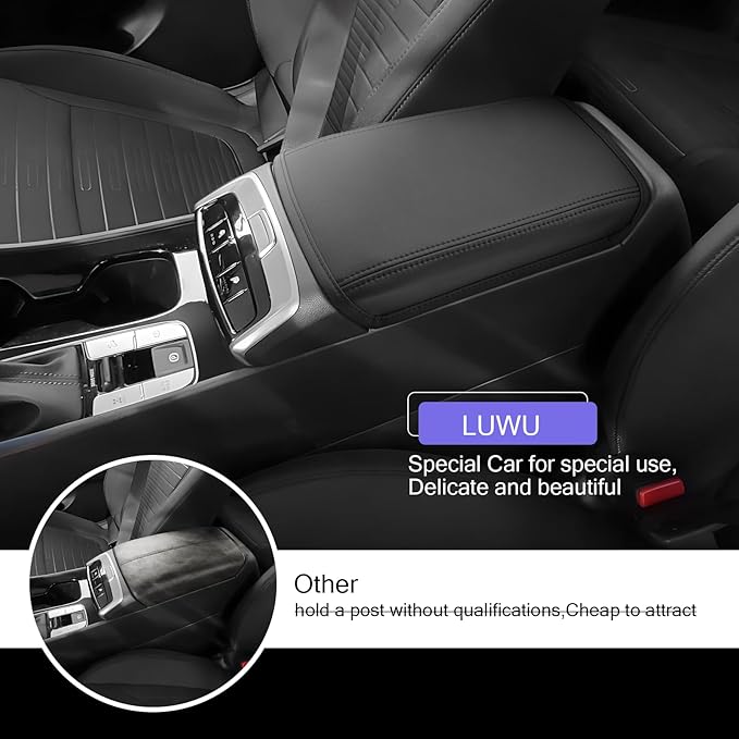 LUWU 2025 2026 Santa Cruz Center Console Cover Compatible with 2022 2023 2024 2025 2026 Santa Cruz Accessories Armrest Cover Center Console Pad Armrest Console Cover (Thin Black)