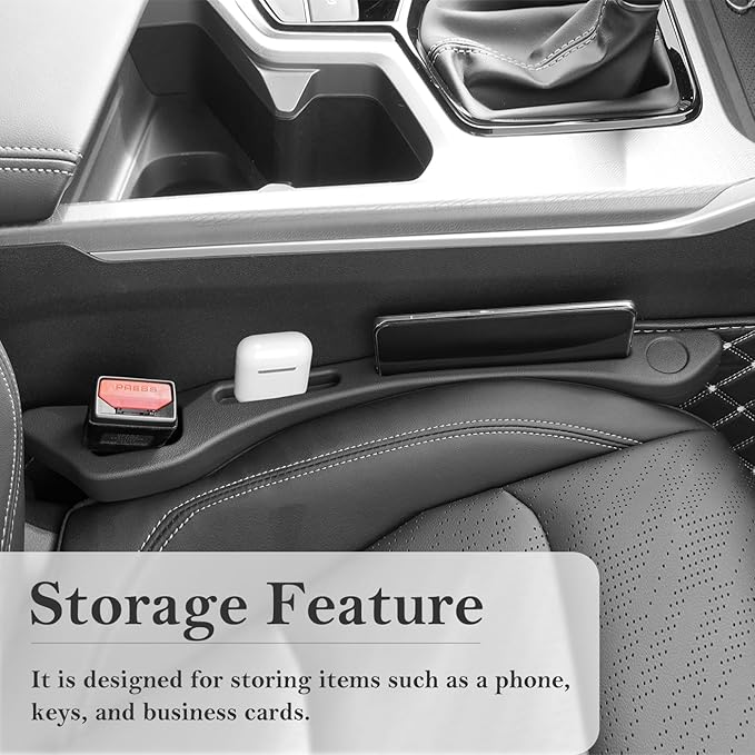 Car Seat Gap Filler 2-Pack, Universal Car Seat Gap Filler Organizer, Seat Gap Plug – Fills Gap Between Seat & Console (Premium Black)