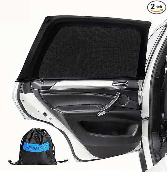 Car Window Shades(2 Pack)-Side Window Sun Shades, UV Protection Breathable Spandex Baby Window Covers, Universal Fit Most of Cars, Protect Privacy for Family (27.2"x39.8") Black