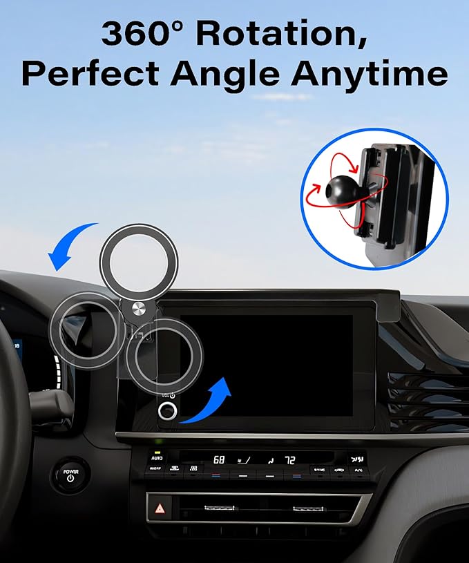 Car Phone Holder for Toyota Camry LE/SE 2025 2026 Accessories Apply to 8 Inch Touch Screen Fixed Clip MagSafe Cell Phone Mount Hands-Free 360° Rotation