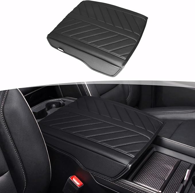Center Console Cover Compatible with 2019-2026 Dodge RAM 1500 2500 3500 Accessories, Vinyl Leather Middle Console Cover Cushion Pad, Anti-Scratch, Black(Floor Console Bucket Seat Only)