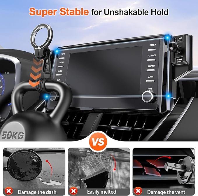 Phone Holder for Toyota Corolla 2026 2025 2024 2023 2022 2021 2020 & Corolla Cross 2022-2026 Accessories: (Fits 8 inch Screen)(Compatible with MagSafe) Magnetic Cell Car Mount for iPhone Samsung