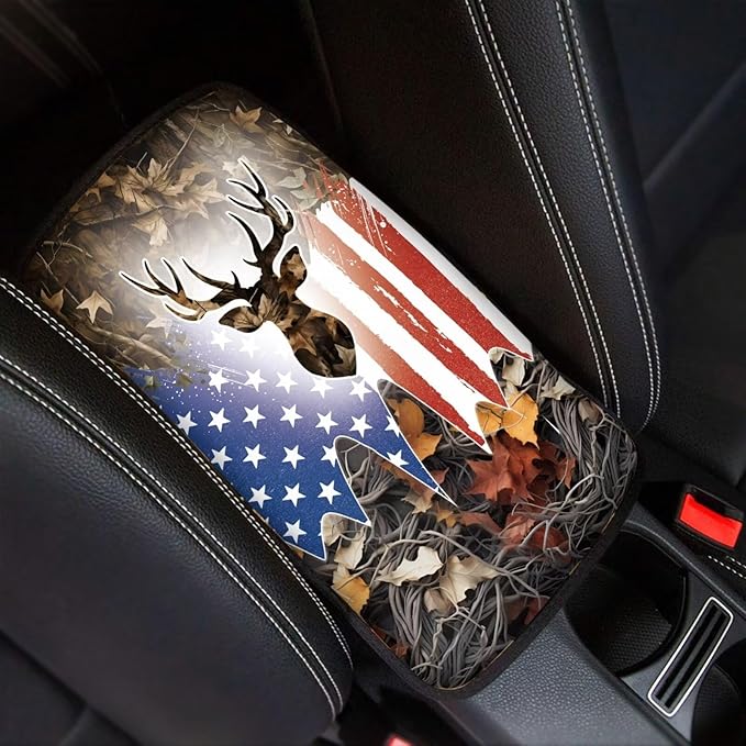 American Elk Vehicle Armrest Covers Armrest Seat Box Cover Protector Middle Storage Organizer Pad Aesthetic Interior Decor