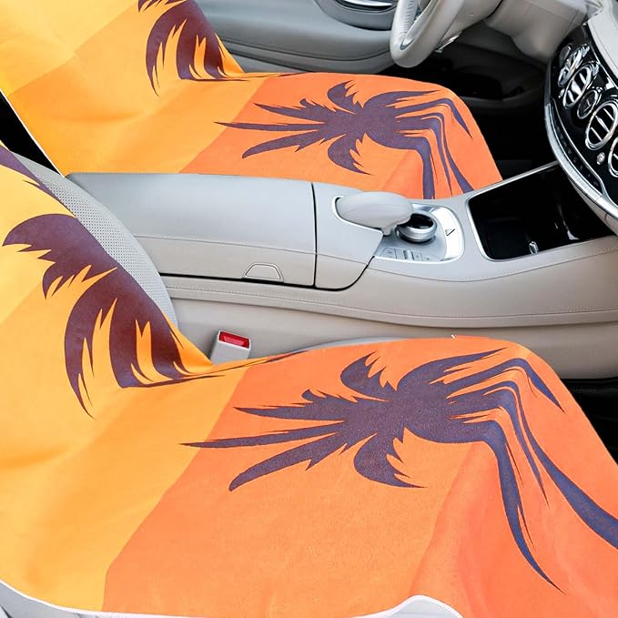 1 Pack Car Seat Towel Covers with Storage Bag 63 x 32 Inch Athletic Running Towel Seat Sweat Washable Non Slip Cover Gift for Car Outdoor Sport Activities (Beach Palm Trees)