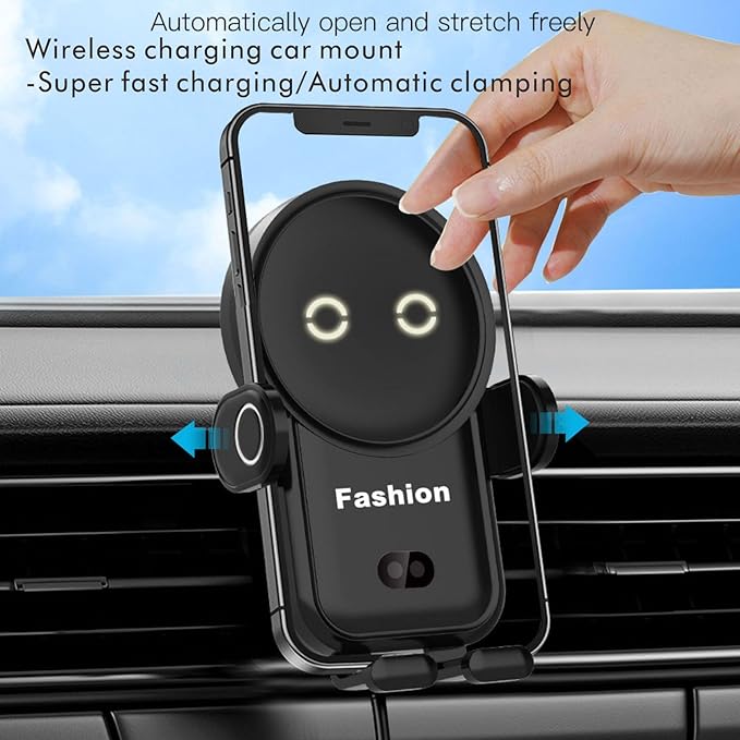 Cell phone holder wireless car charger,15W Auto Clamping Phone holders for your car fit for iPhone 16 15 14 13 12 Mini Pro Max 11 XR, Samsung Galaxy S24 Ultra S23 S22 S21+ Note 20 (Silver)