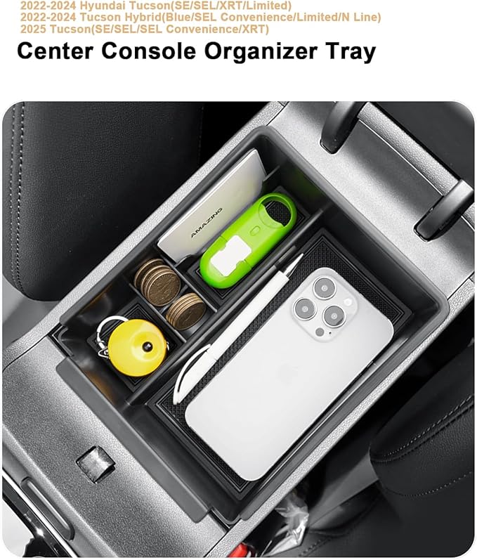 ECOZEN Center Console Organizer For 2022-2026 Hyundai Tucson Accessories - Armrest Box Organizer Tray Only Fit 2022-2026 Tucson With Automatic Transmission - NOT Fit 2025-2026 Tucson Limited/Hybrid