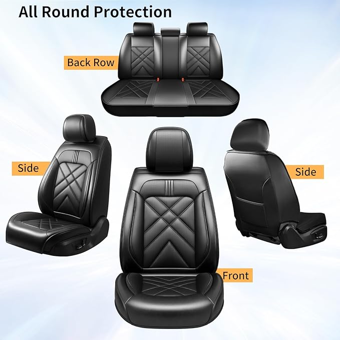 CX-50 Car Seat Covers Custom Fit for Mazda CX-50 2023-2026, Full Coverage Premium Leather Waterproof Breathable Seat Covers, Automotive Seat Protectors, Airbag Compatible(Full Set Seats, Black)