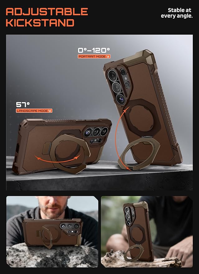 SUPCASE for Samsung Galaxy S26 Ultra Case with Kickstand (Unicorn Beetle Grip), [Wireless Charge Compatible] [Military-Grade Protection] Heavy-Duty Magnetic Phone Case for S26 Ultra 6.9 Inch, Brown