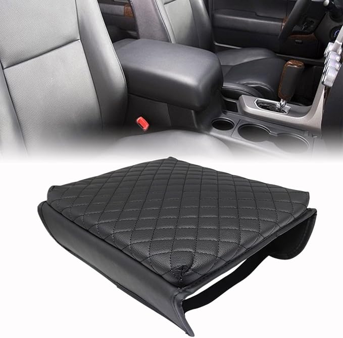 GXARTS Front Leather Center Console Lid Armrest Cover Cushion Pad Compatible with Toyota Tundra 2007 2008 2009 2010 2011 2012 2013 Fit for Toyota Sequoia 2008-2015