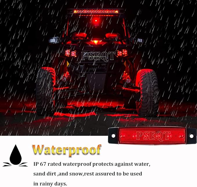 PSEQT 10 Pcs LED Rock Strip Lights Car Underglow Wheel Fender Well Lighting Kits Waterproof for Golf Cart Wrangler Offroad Truck RV UTV ATV Snowmobile (Red)