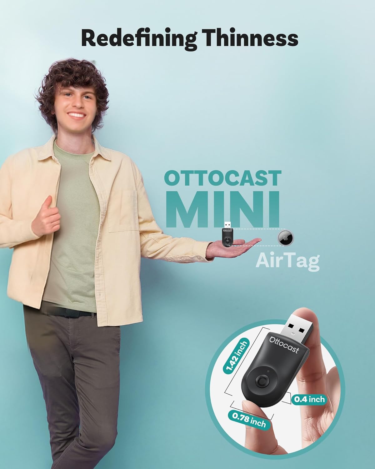 OTTOCAST Mini 2025 2-in-1 Wireless CarPlay/Android Auto Adapter, 5GHz WiFi, Auto Connect for 2016+ Cars