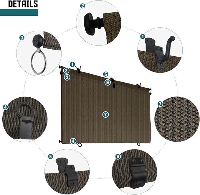 Bynbbur 5'W x 9.5'H Outdoor Patio Shades Foldable Roller Blinds, 220 GSM Sun Shade Roll Up Porch Screens Exterior Shade Cloth for Deck Pergola Backyard, Brown