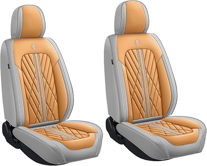 Premium Nappa Leatherette Car Seat Cover Set Custom Fit for Honda CR-V CRV 2000-2023 2024 2025 2026 Water-Proof Breathable Faux Leather Seat Cushion Protectors (Full Set 5 Seats,Orange Grey)