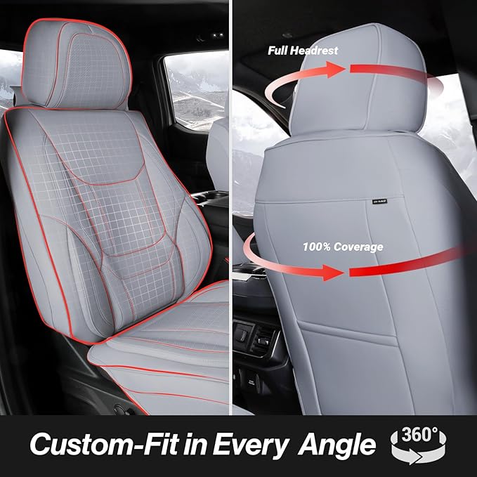 Coverland Custom Fit Car Seat Covers for Car Compatible with [BMW i4, Lexu s is, LS, 320TE, S-Class, Legacy] Premium Waterproof Non-Slip Interior Seat Protector [Full Set Gray- Size Chart X56]
