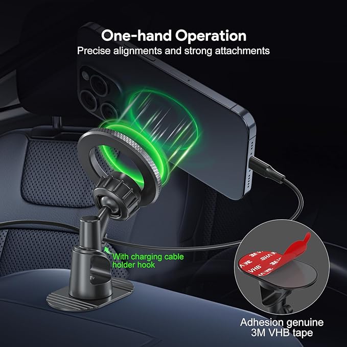 Esoulk Stick On Magnetic Car Phone Holder, Dash Mount Phone Holder, Phone Stand for Car Dashboard, MagSafe Car Mount, Hands Free Car Cell Phone Holder for iPhone17Pro/16/15/14/13/12 Series