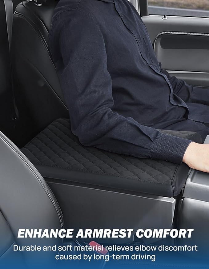 JOYTUTUS Center Console Cover Compatible with 2015-2026 Ford F150, 2017-2026 F250 F350 F450 with 40/20/40 Jump Seat, Leather Armrest Cover Center Console Cushion (Jump Seat Only)