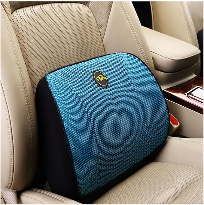 Heightening Wedge Car Seat Cushion Pad for Driving with Comfort Memory Foam, Curved Design Closely Adheres to The Lumbar Spine and Buttocks, Relieving Fatigue Broader Vision (Waist Cushion,Blue)