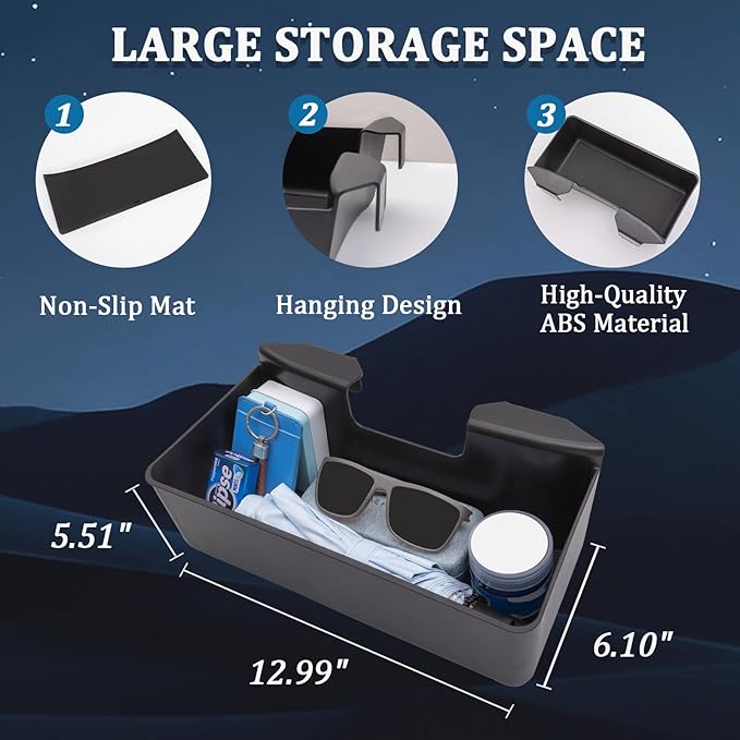 TOPINSTALL Large-Capacity Jump Seat Hanging Tray Compatible with 2019-2026 Chevy Silverado/GMC Sierra 1500, 2020-2026 Silverado/Sierra 2500HD 3500HD, Console Organizer (Split-Bench Folding Seat Only)
