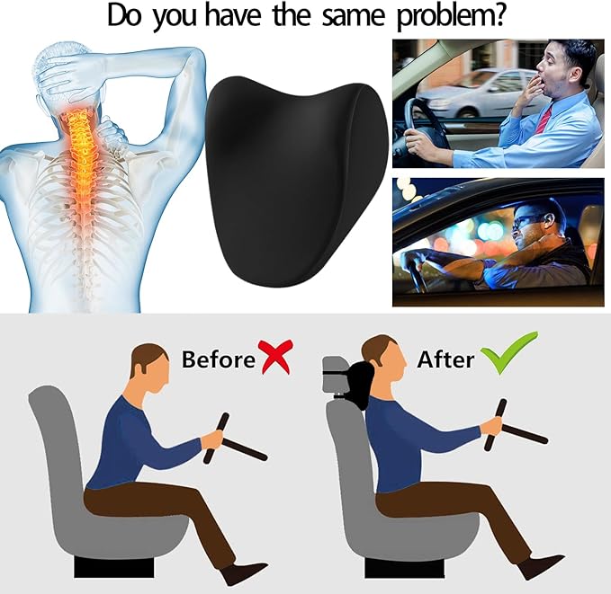 Car Neck Pillow for Driving, car headrest Pillow Head and Neck Rest Pillow for car headrest, Neck Support for car Driving or Traveling or Sleeping of Accessories with Memory Foam