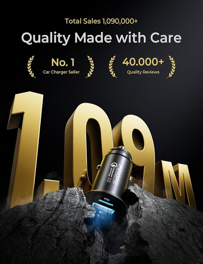 AINOPE 67.5W Super Mini Cigarette Lighter Adapter Car Charger USB C Fast Charging, All Metal PD&QC Type C Car Charger Adapter Outlet Plug Socket for iPhone 17 16 Pro Max 15 14,Samsung S26 S25 Mother's