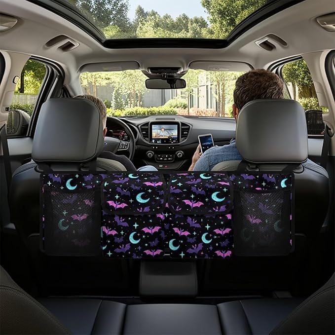 Car Trunk Organizer Halloween Bats Car Back Seat Hanging Storage Bag Multipurpose Auto Interior Accessories for Hatchback Crossover Minivan Truck MPV