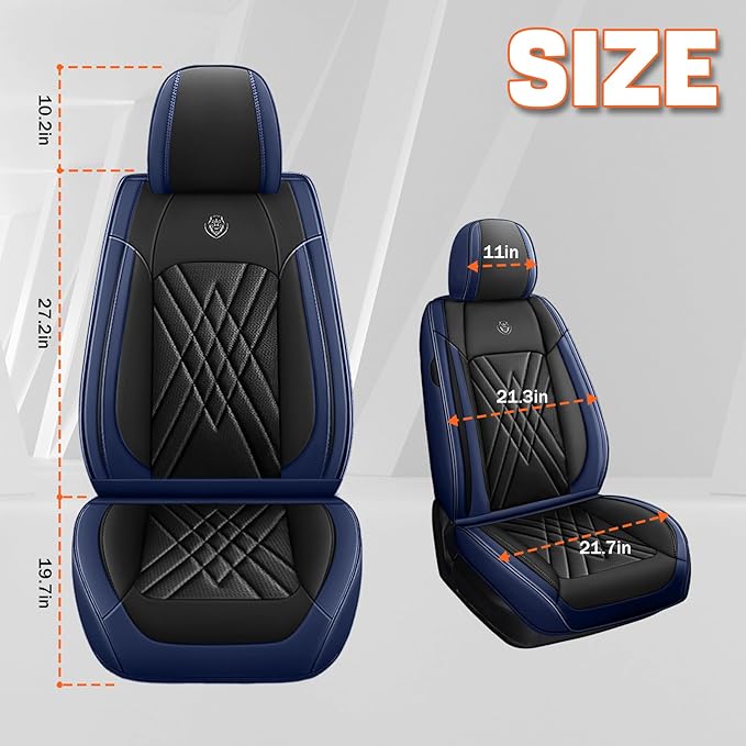 Car Seat Covers Compatible with Toyota Camry 2012-2026 Durable Waterproof Automotive Seat Covers Stretchable Fabric Material, Airbag Compatibility, Premium Nappa Leather(Black Blue, 2 Pcs Front)