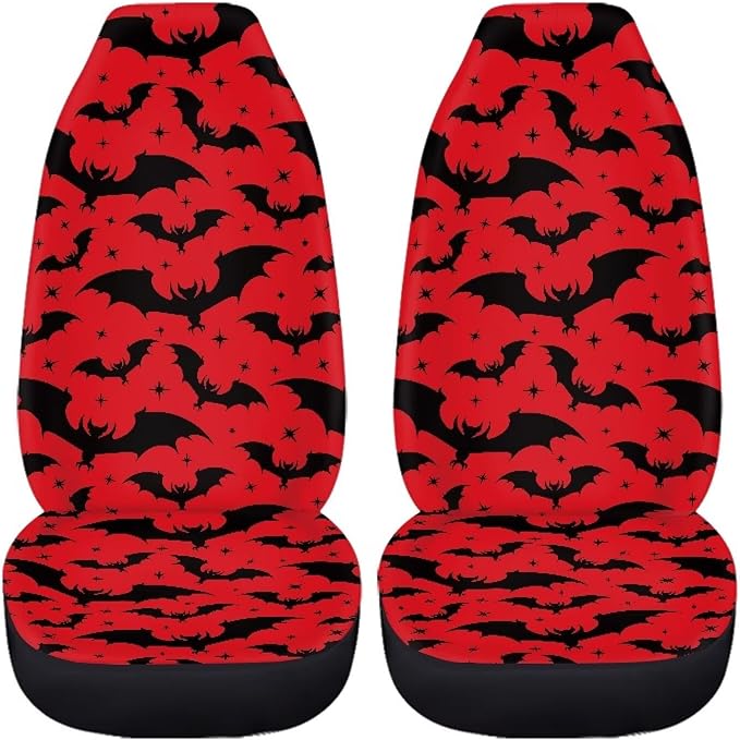 Halloween Bat Car Seat Covers Universal Front Car Seats Breathable Anti-Slip Back Fabric Removable Automotive Accessories Suitable for Cars, SUV and Trucks