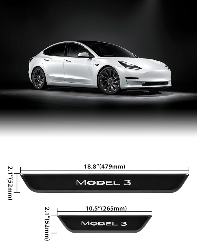 LED Door Sill Lights for Tesla Model 3 2017-2025 Accessories, ABS Scratch-Resistant Sill Protector with 7-Color RGB Lighting, Battery Powered Model 3 Pedal Mood Lamp, Matte Black, 4PCS