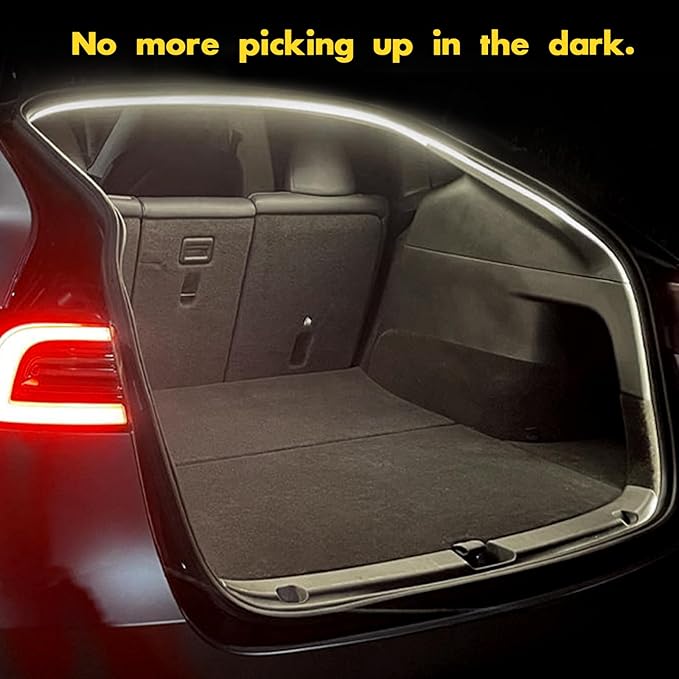 Tlyard Juniper Trunk LED Light Strip for Tesla Model Y 2020-2025, New Model Y Led Trunk Lights, Silicone Waterproof Intelligent Dual Colors Switchable Interior Lighting Warm/White
