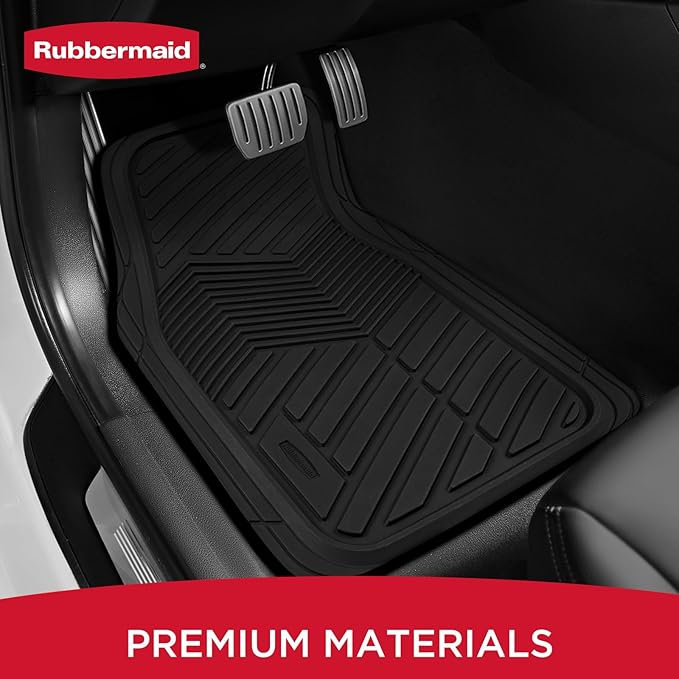 Rubbermaid Car Mats Full Set – All Weather Car Floor Mats Universal Trim-to-Fits Design,Heavy Duty Car Mats for Cars, SUVs, Trucks,and Vans - Gray