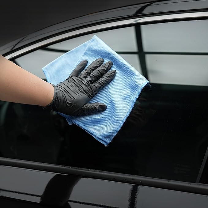 SPTA Ultra Fine Microfiber Cloths for Glass, 12 Pack Microfiber Glass Cleaning Cloth, 16 InchX16 Inch, 300GSM, Lint Free Quickly Clean Window, Glasses, Windshields, Mirrors, and Stainless Steel, Blue