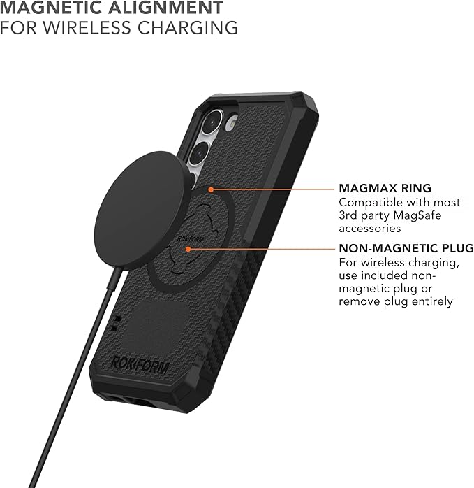 Rokform - Galaxy S23 Case, Rugged Series, Magnetic Case with Twist Lock, Drop Tested Armor (Black)