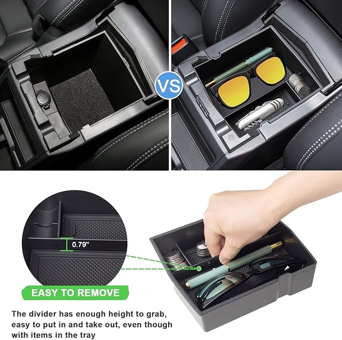 JKCOVER Upgraded Design Center Console Organizer Tray Compatible with Subaru Forester 2024 2023 2022 2021 2020 2019 Interior Armrest Insert Storage Box Easy Removal Accessories
