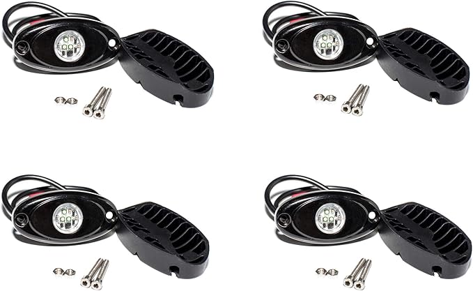 YONEDA 4 Pods Yellow Rock Lights 6000K Ultra Bright LED Neon Underglow Light IP68 Waterproof for Trucks SUV UTV ATV RZR Car Boats Pickup Motorcycle