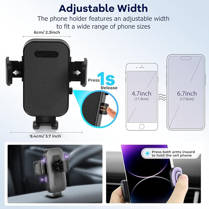 Car Phone Holder Fit for Cadillac Lyriq 2023-2025/CT5 2025/XT4 2024 2025 with Dashboard Organizer 33-inch Screen Phone Mount Fit for Cadillac Accessaries Phone Holders Fixed Clip 360°Rotation