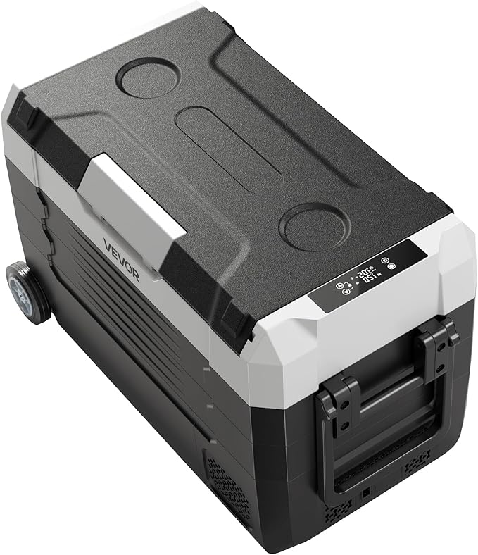 VEVOR Car Refrigerator, DC 12/24V AC100-240V Compressor Electric Cooler, -4°F to 68°F Truck Refrigerator with APP Control, Wheels & Dual Zone, 37 QT Cars Cooler for RVs, Boats, Camping, Fishing