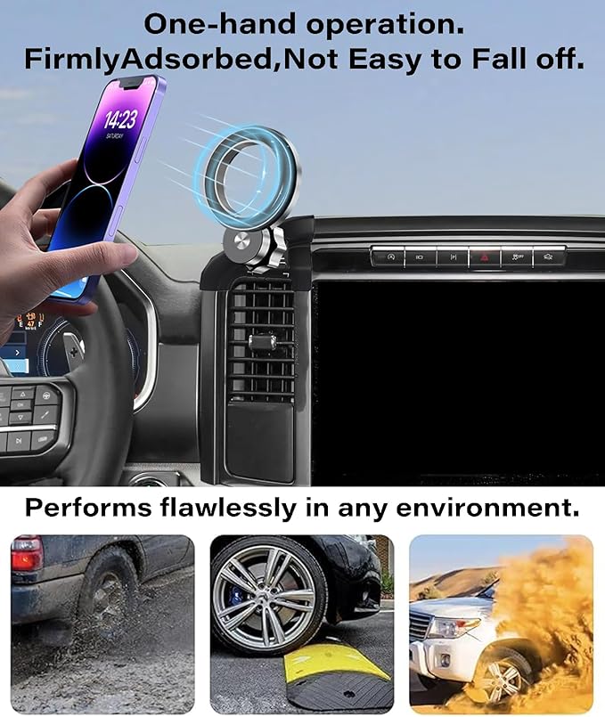 Magnetism Car Phone Holder for 2021-2024 Ford F-150 Accessories Compatible with MagSafe Hands-Free 360 Degree Rotation Adjustable Cell Phone Mount Does Not Affect Air Vent