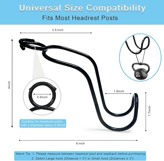 Car Headrest Hooks 4 Pack Universal Purse Holder for SUV Truck Interior Accessories for Women Men Heavy Duty Car Seat Back Storage Organizers Automotive Travel Essentials Auto Stuff (4 * Large Size)