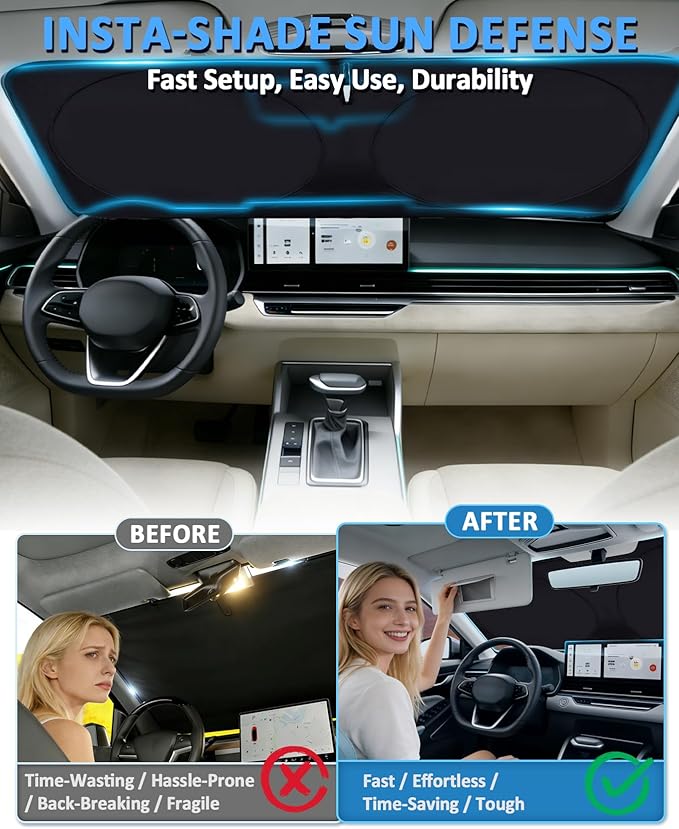 Sun Shade for Chevrolet Equinox Windshield Sunshade fit for Chevy Equinox 2018-2024 (Equinox EV Not Fit) Accessories Front Window Cover Shield Visor Protector Keep Interior Cool Blocker