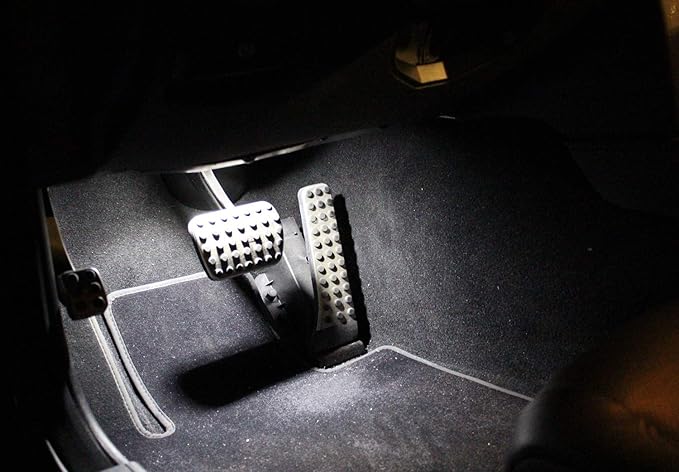 iJDMTOY 4pc Universal Fit Xenon White LED Interior Ambient Lighting Kit for Under Dashboard, Seat, Foot Area, Trunk/Cargo Area Decoration