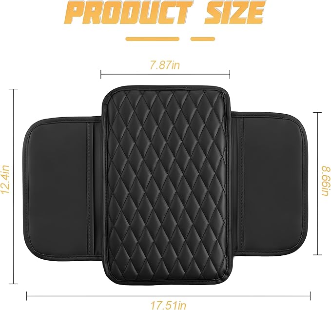 Car Center Console Cover, Leather Vehicle Armrest Seat Box Cushion Pad with Storage Bags, Waterproof Automotive Middle Console Protector, Universal for SUV RV Truck (Wine Red)
