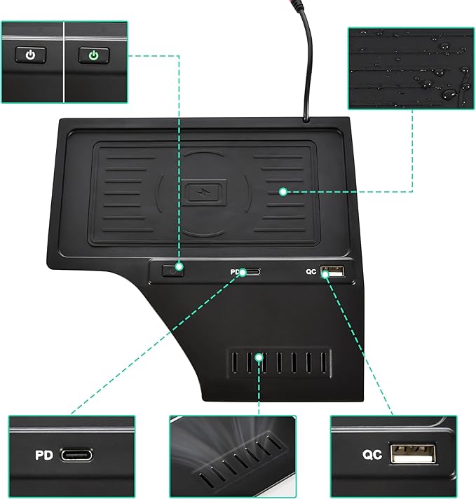 KEWISAUTO Car Wireless Charger for Nissan Sentra S, SV, SR 2020-2024, Center Console Charging Panel QC PD Fast Phone Charger Pad for 2020 2021 2022 2023 2024 Nissan Sentra S, SV, SR Accessories