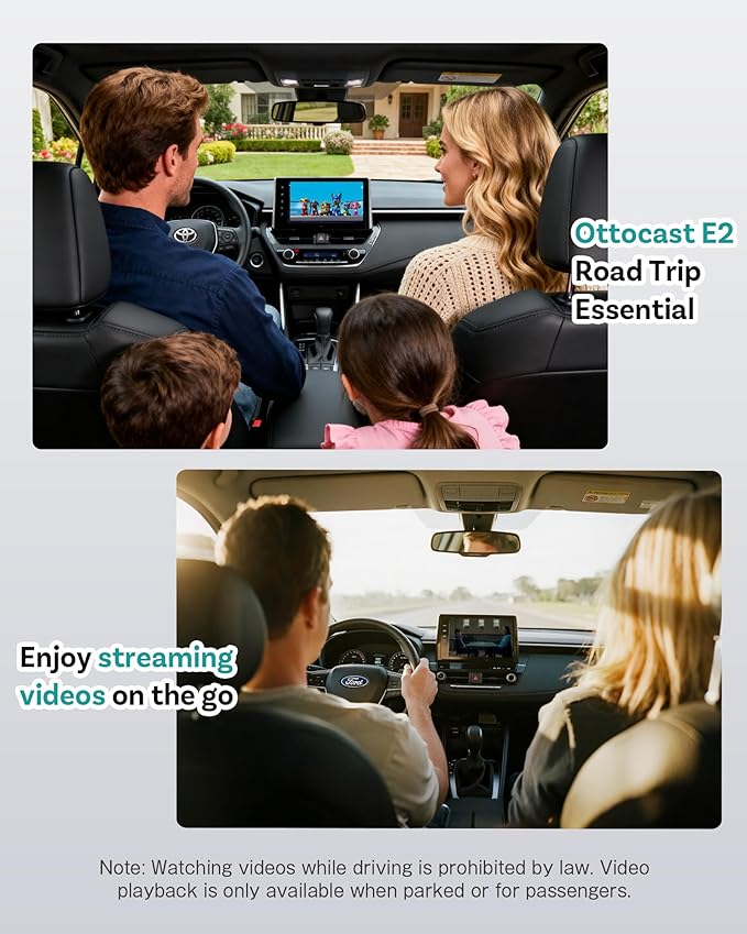 Ottocast E2 OttoAibox 2026 Car Streaming Box, Android 13 Smart AI Box with Netflix/YouTube, Wireless CarPlay Adapter, Car Video Player with Split-Screen