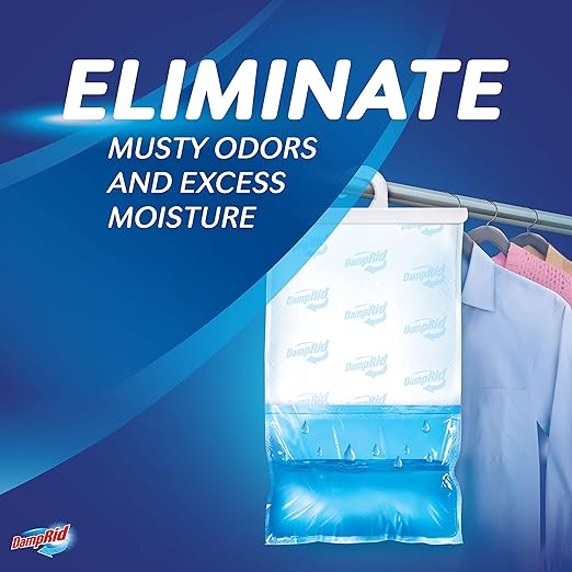 DampRid Fragrance Free Hanging Moisture Absorber, 16 oz., 3 Pack - Eliminates Musty Odors for Fresher Air, Ideal Moisture Absorbers for Closet, 14% More Moisture Absorbing Power*