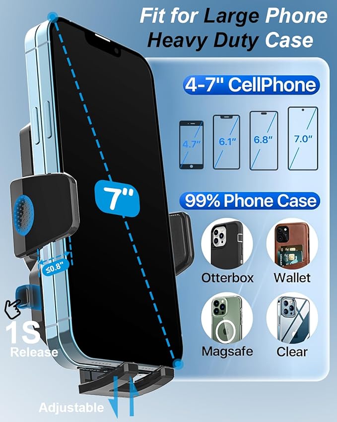 CD Slot Phone Holder for Car [Height Adjustable] Car Phone Holder CD Player Mount with One Button Release Clamp for iPhone 15 Pro Max Plus 14 13, Galaxy S23, Fire, All 4-7" Mobile Phones