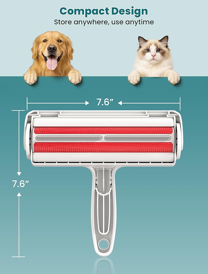 DELOMO Pet Hair Remover Roller: Reusable Lint Roller with Large Fur Bin - Portable Cat and Dog Hair Remover for Couch, Bedding, Car, Rugs & Furniture, Effective and Eco-Friendly, for Multi-Pet Homes