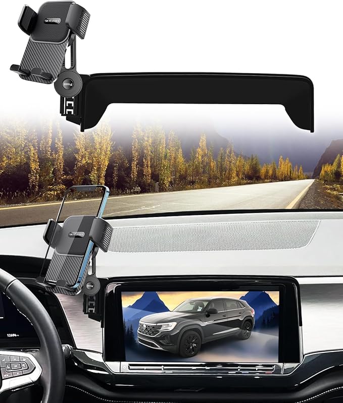 SKYLOTEC Car Phone Holder for VW/Volkswagen Atlas/Altas Cross Sport 2024 2025 Accessories 12-Inch Screen Fixed Clip, Automobile Cradles Phone Mount, Cell Phone Base Not Block Air Vent