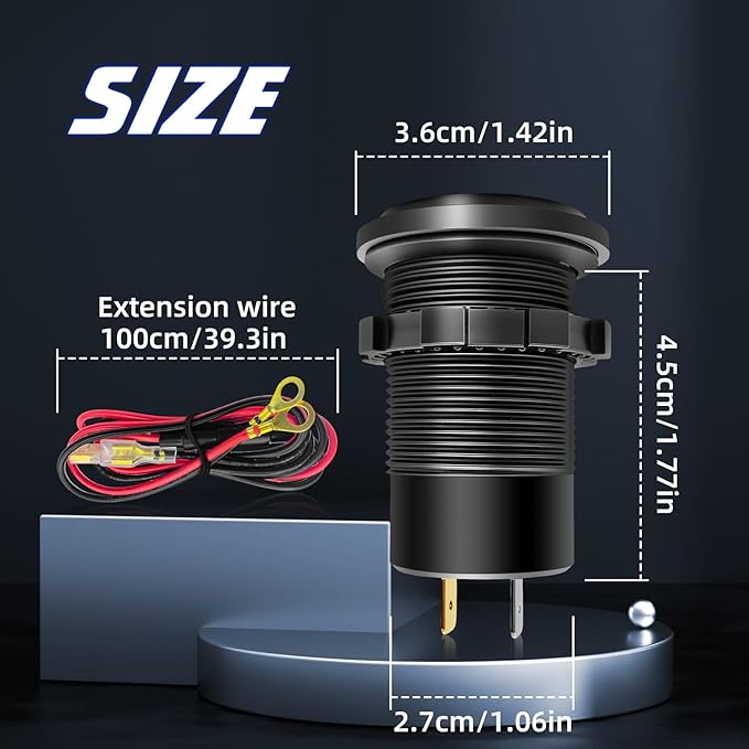 12V USB Outlet, 3 Port Charger Socket 12V/24V Car USB Charger Socket for Car Boat Marine Bus Truck Golf RV Motorcycle and More 2-Pack