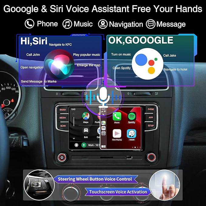 SCUMAXCON 6.5" Car Stereo RCD360 PROII RCD330 Carplay Android Auto Bluetooth USB SD RVC FM for VW Golf MK5 MK6 Passat Jetta CC EOS (Backup Camera Actived)
